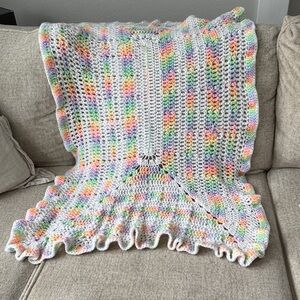 Colorful ruffled Afghan